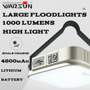 Warsun CP36 Solar Camping Light Rechargeable Emergency Light IPX5 Waterproof Outdoor Portable Tent Light with USB/Solar Charging Hook for Power Outage Use
