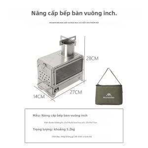 Mountainhiker | MOUNTAINHIKER Di Động Bằng Thép Không Gỉ Bếp Đốt Gỗ Vuông Lò Sưởi Ngoài Trời Cho Dã Ngoại Đi Bộ Đường Dài Cắm Trại Củi