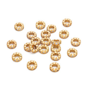 8mm 1pc/bag 14K Gold Plated Brass Zircon Stone Space Beads for DIY Bracelet Necklace Jewelry Making