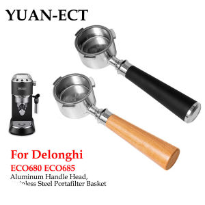 51mm Coffee Bottomless Portafilter Aluminum For Delonghi EC680 EC685 Replacement Filter Basket Espresso Machine Handle
