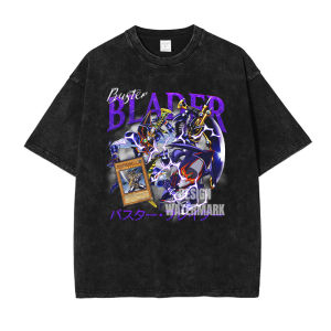 Bandai | Bandai Anime Yu Gi Oh T-Shirt Vintage Washed Yu-Gi-Oh T-Shirts Retro Harajuku Yami Yuugi Tops Tees Man 100% Cotton