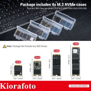 KIORAFOTO NVME M.2 SSD Card Storage Case Holder Box for Organize up to 4 Type of SSD Cards 2230 2242 2260 2280PP Plastic Material and Pressure-Proof