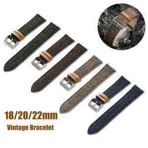 18mm 20mm 22mm Leather Watchband For Samsung Galaxy 7/6/5/4 Vintage Nylon Bracelet For Huawei Watch GT5/4/3 Belt For Garmin