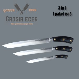 Pisau Dapur Set 1set 3 in 1 Super Tajam Baja Asli Tanpa Asah