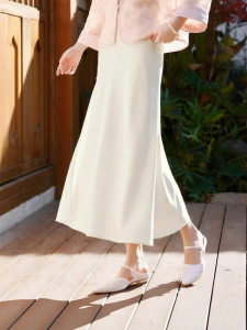 XIANGYING | New Chinese Style Lace Satin Half Skirt