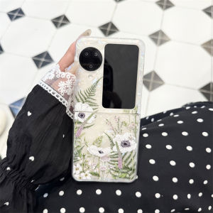 Oppo Find N3 Flip Green Grass Flower Shell Pattern Creative Protective Case Womens Style Foldable Screen Phone Cover