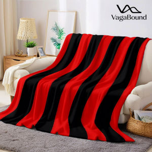 Red Black Vertical Stripe Flannel Blanket Warm Soft Halloween Christmas Decorative Couch Warm Cozy All-Season Gift