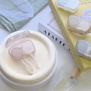 1pc random color Transparent Tweezers Travel Contact Glasses Case for Women Portable Contact Glasses Box