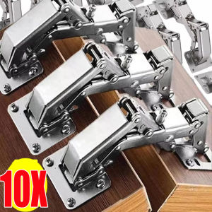 10sets Modern Metal Hidden Cabinet Hinges / 90 Degree No-Drilling Hole Cupboard Door Buffer / No-Drilling Hole Buffer Hinge for Kitchen Cupboard Wooden Door