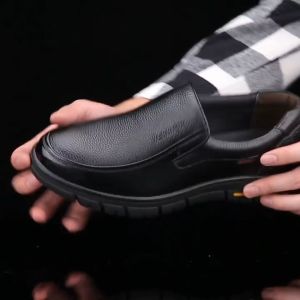 ALVIN Men Genuine Leather Shoes Korean Fashion Business Shoes Driving Soft Leather Loafers Black Shoes