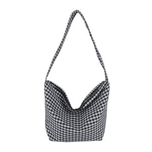 Large Capacity Canvas Tote Bag Womens  Plaid Crossbody Bag College Students Single Shoulder Bag Travel Handbag