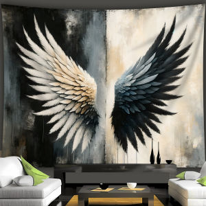 VIKAMA Retro Art Angel Wing Tapestry Hai Màu Polyester Trang Trí Tường Cho Phòng Ngủ Phòng Khách Phòng Thu Thiết Kế Scandinavia