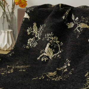 ผ้า Jacquard กี่เพ้าลายนกนูนสีทอง วัสดุทอหนา สำหรับผู้หญิง ฤดูใบไม้ร่วง/ฤดูหนาว