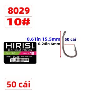 Lưỡi Câu Cá Hirisi Phủ PTFE 50/100 Cái Thép Carbon Cao Có Ngạnh Nhỏ 8029 Phụ Kiện Câu Cá Hộp Nối Được