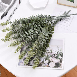 พืชเทียมใบเงินยูคาลิปตัสของตกแต่งงานแต่งงานบ้าน DIY ดอกไม้ใบพืชสีเขียว
