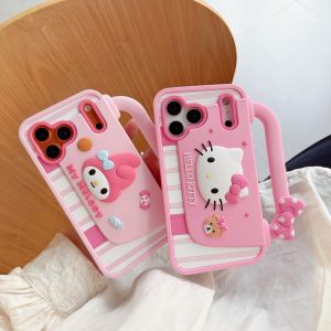 Sanrio | 3D Sanrio KT Melody Handbag Cartoon Phone Case For iphone 17 16 15 14 Plus 13 Pro Max Silicone Shockproof Protective Soft Cover