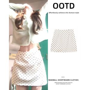 ZUKUN | White Lace Net Polka Dot A-line High-waist Hip-hugging Short Skirt