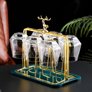 ชั้นวางถ้วยเครื่องดื่มโลหะพร้อมเครื่องกรองน้ำ ดีไซน์หัวแกะ วัสดุแข็งแรงทนทาน