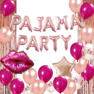 31Pcs A set of rose gold letter red lip foil balloon rain curtain combination set pajama party single party decoration