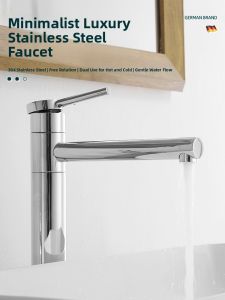 Extended Height 304 Stainless Steel Faucet for Bathroom Washbasin Home Use Cold And Hot Water Single Handle Single Hole Installation