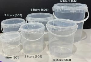 CLEAR PLASTIC BUCKET ROUND CONTAINER WITH HANDLE & LID | KITCHEN TOY ORGANIZER | CHRISTMAS BASKET GIVEAWAY | FOOD GRADE WITH COVER 500ml 1L 2L 3L 4L 6L 12L