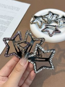 Pentagram Crystal Hairpin Side Clip Korean Style Side Exquisite BB Clip 2024 New High-end Temperament Clip Headwear for Women