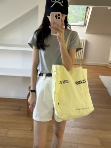 Yellow Large Capacity Commuter Canvas Shoulder Bag Simple Fashion Trend Shopping Bag Dili Reba Casual Tote Bag for Youth