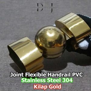 Konektor / Joint Fleksibel Gold Kilap Handrail PVC Stainless Steel 304