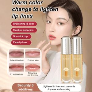 Prevent Crack Dryness[Lighten Lip Lines] Warm Color-Changing Lip Essence Oil/Non-Greasy Natural Ingredients 24h Hydration Instant Plumping Lip Balm Serum/Non-Stick Cup Brightening Lip Color Moisture Protection Lip Balm
