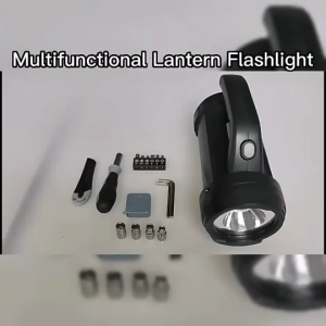 Outdoor Camping Portable Cycling Car Multifunctional Flashlight + Screwdriver Cutter Sleeve Tool Set Screwdriver Tool Set Emergency Hardware Tool Kit Work Light Hexagonal Set Combination Flashlight Hardware Tool Set