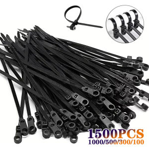 100-1500PCS Screw Hole Cable Ties Reusable Fixed Nylon Cable Ties Self-locking Cord Ties Straps Fastening Loop Office Organizer