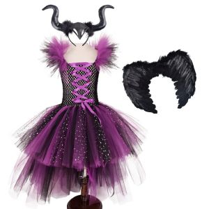 Purple Witch Style Dress for Girls Kids Halloween Stage Clothes Suitable for Childrens Halloween Carnival Party Performances