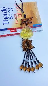 𝐅𝐑𝐄𝐄𝐒𝐇𝐈𝐏 Dây Treo Ô Tô Phong Thủy Tượng Phật Di Lặc Đá Vàng - Khánh Treo Xe Ô Tô Phật Di Lặc Đá Vàng