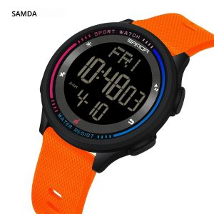SANDA 6158 แฟชั่นกันน้ํากีฬาโหมดนาฬิกาข้อมือนาฬิกาจับเวลาเด็กเด็กการเคลื่อนไหวดิจิตอลนักเรียนวัยรุ่นนาฬิกานาฬิกา
