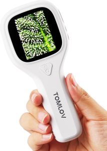 Tomlov Digital Microscope Kids Portable Coin Microscope 2" IPS Screen LED Lighted Trichome Magnifying Glass Windows Compatible