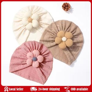 Flower Wheat Ear Baby Warm Hat 0-12 Months Infant Turban Cap Textured Floral Children Headwear Vintage Cute Infant Head Accessor Antumn Winter Warm Flower Baby Girls Hat Newborn Beanie Kids Toddler Infant Turban Caps Hair Accessories Gifts