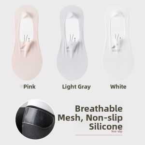 miiow | Womens Summer Ice Silk Boat Socks Anti-slip Non-drop Heel High Heels Single Shoes Invisible Black Meat Color Socks Cat Person
