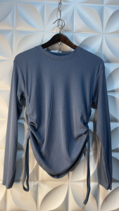 VALEN TOP BLOUSE - BLOUSE SERUT WANITA - BLOUSE CROP RIB KNIT MODEL SERUT SAMPING LENGAN PANJANG