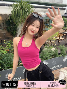 เสื้อกั๊กแขนกุดคอวีผู้หญิง ฤดูร้อน 2025 ใหม่ แขนกุด สีชมพู ดีไซน์ ใส่ด้านนอก ใส่ด้านใน พร้อมแผ่นเสริมหน้าอก แฟชั่น