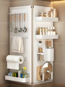 Modern Minimalist Kitchen Wall Storage Rack Magnetic Absorption Enamel Board Hole Board Hanging Storage Shelf Rustproof Metal