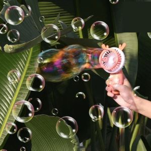 Cat/deer/rabbit/mouse handheld Mini Fan with Bubble Machine kids toy colorful LED light USB charge kipas kanak kanak