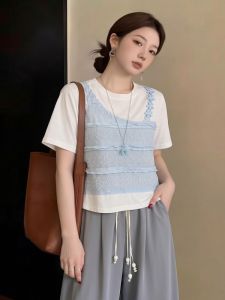 AIYITI | Plus Size Design Halter Lace Short Sleeve T-Shirt