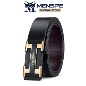 MENSPE Mens Belt Men Fashion Belt Men Genuine Leather Belts H Letter Pattern Belt Two-layer Cowhide Automatic Buckle Belts Brand Luxury High Quality Business Strap Male Waistband for Men