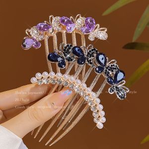 Công Chúa Cài Tóc Bướm Đá Rhinestone Phong Cách Trung Hoa Mới Cài Tóc Bướm Năm Răng Phụ Kiện Tóc Cao Cấp Phụ Kiện Tóc