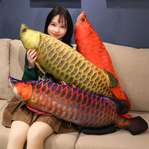 Nice 1pc Cuddleable Lifelike Gold Arowana Plush Toys Stuffed Soft Fish Doll Soft Fish Pillow Plush Arowana Cushion Cats Toys