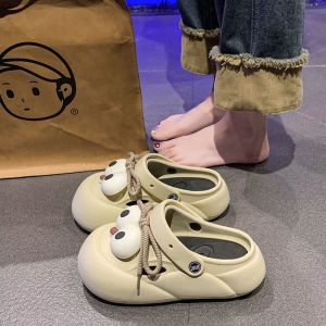 Cute Big Eyes Closed-Toe Slippers Womens New Summer Outwear Ugly and Cute Hole Shoes Shit Feeling Non Slip Sandals Summer