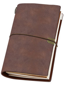 Vintage Soft Leather Travel Binder Notebook with Strap 3 Replaceable Refills with Lined/Dotted/Blank Pages