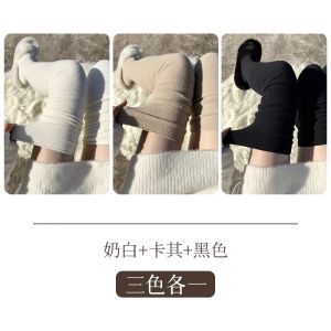 Thickened Fleece Long Tube Socks Womens Over-Knee Warm Anti-Slip Winter New Style Polyester Fiber High-Tube Length Boot Covers