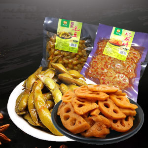 Famous Crispy Lotus Root Slices Spicy Broad Beans 120g Snack Leisure Night Food Cold Dish Wine Accompaniment Halal Vegetarian