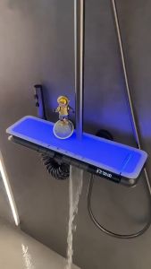 Set shower kuningan mewah 6 tombol pengaturan di dinding kamar mandi layar penuh tampilan modern